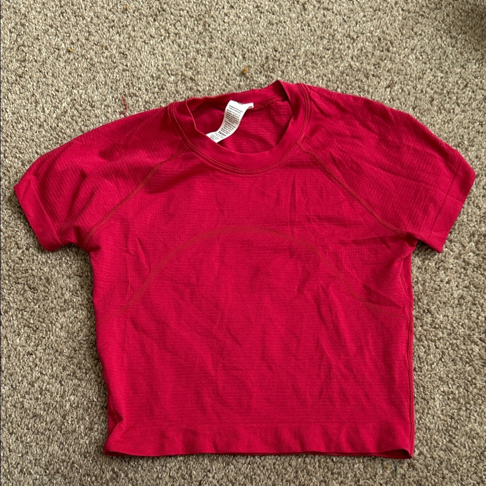 Lululemon Athletica Deep Red Crew Neck Top